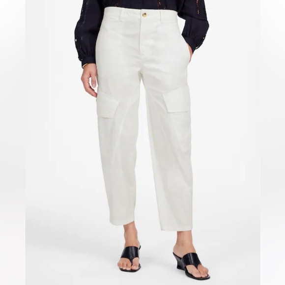 Madewell The Barrel-Leg Utility Pant in Garment-Dyed Twill Size 10 White - Picture 1 of 9